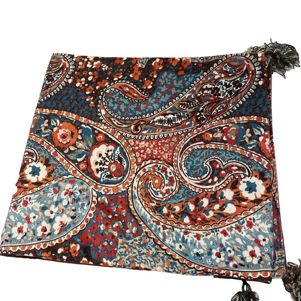 Cynthia Rowley Paisley Table Runner Boho Fall Blue Orange Red Size 72" x 16"
